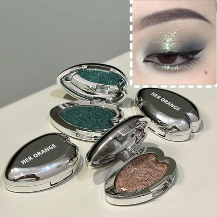 Pearlescent Blue Metallic Eyeshadow Palette Punk Smoky Purple Mashed Potato Waterproof Shimmer Glitter Heart-shaped Eye Shadow