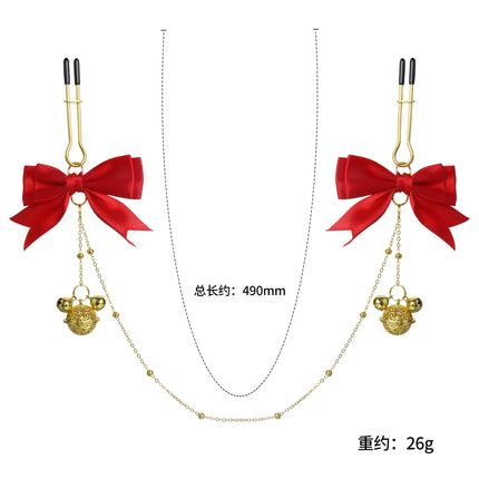 Adjustable Bow-Tie Nipple Clips Sexy Clitoral Clamps BDSM Fetish Couples' Teasing Erotic Accessories for Woman Adult Sex Toys