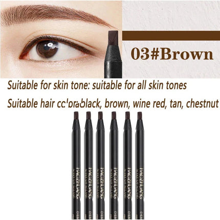 6PCS Haozhuang Eyebrow Pencil Brown Wholesale Cosmetic Pencil Product Natural Waterproof Long-Lasting Tattoo Brush Makeup Beauty
