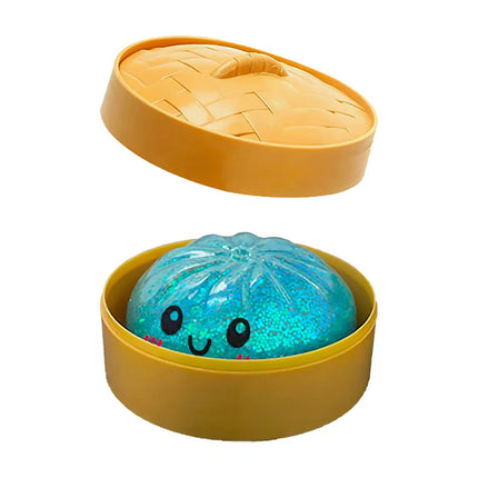 NEW Realistic Giant Dumpling Squishes Squeeze Toy with Steamer Soft TPR Dough Ball Decompression Fidget Toy Funny Creative Gift