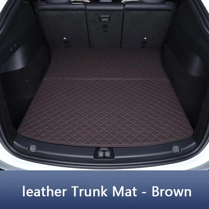 For Tesla Model Y Juniper / 3 Highland 2025-2026 Front Rear Trunk Mat Leather Full Coverage Trunk Both Side Guard Protective Pad