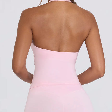 Women's Beautiful Back Nude Feeling Shock-absorbing Gathering Anti Sagging Fitness Sports Vest Suspender Neck Hanging Yoga Bra
