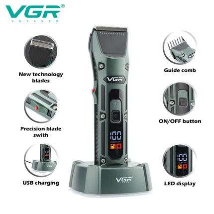 VGR V-696 New metal Popular Salon Barber Hair Cut Machine Professional Cordless Hair Trimmer Electric Hair Clippers for Men