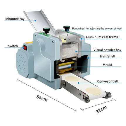 Electric Automatic Dumpling Wrapper Wonton Skin Machine Dough Rolling Press Commercial Round Square Dumpling Skin Maker