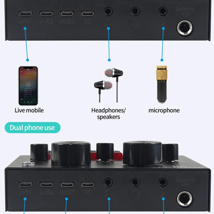 V8 V8S Audio Mixer USB External Headset Microphone Webcast Personal Live Broadcast Sound Card For Phone Computer