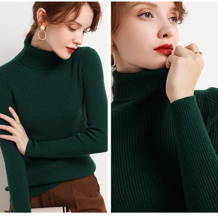 Heliar Women Fall Turtleneck Sweater Knitted Soft Pullovers Cashmere Jumpers Basic Soft Sweaters For Women 2024 Autumn Winter