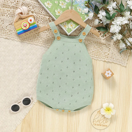 Baby Bodysuits Knitted Toddler Child Sling Clothes 0-18M Overalls Fashion Solid Cool Newborn Infant Boy Girl Jumpsuit Sleeveless