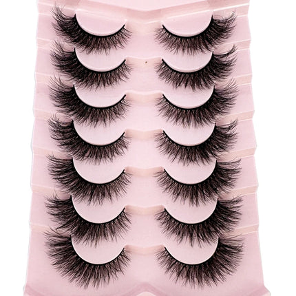 7pairs Natural Russian Strip Lashes Fluffy Mink Lashes 3D False Eyelashes Fluffy Volume Eyelashes Fake Eyelash Extension Make Up