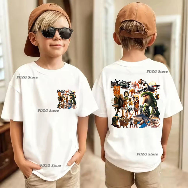 Italian Brainrot Animal Print Kids Cotton T-shirt Tung Tungtung Summer Children's Short Sleeved Shirt Boys Girls Cute Leisure Tee