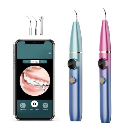 PAKISS Ultrasonic Tooth Cleaner Tartar Plaque Remover  with LED 3 Adjustable Modes 2 Replaceable Clean Heads Safe FY-B700