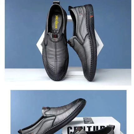 Men's PU Leather Loafers Non-Slip Walking Flats Breathable Outdoor Slip-on Casual Shoes for Male Work Office Driving Sneakers