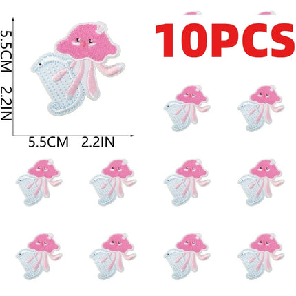 10PCS Bulk Small Fish Jellyfish Coral Embroidery Patches Cute Octopus Shell Seaweed Sticker For Ocean Bag Decoration Wholesale