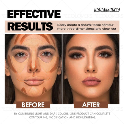 1PC Highlighting Contour Stick, Dual Use for Nose Contour and Three-dimensional Makeup, Anti-smudging, Convenient and Durable