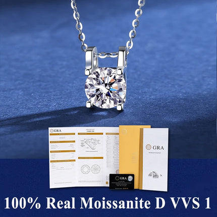 Classic 4 Prong Moissanite Pendant for Couple Men Women Wedding Jewelry Necklace D Color Lab Diamond Luxury Fine Jewelry