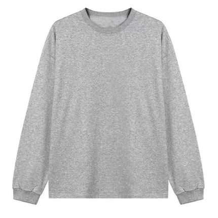 White Heavyweight 400g Pure Cotton Long Sve T-irt ex Loose Fit Basic Color Inner Wear Base Layer irt
