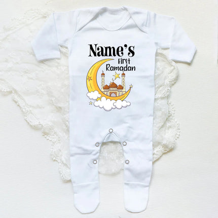 Personalized Baby First Ramadan Bodysuit Infant Long Sleeve Romper Eid Ramadan Islamic Muslim Newborn Keepsake Outfit Jumpsuit