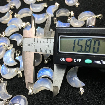 1 Pc Fengbaowu Natural Blue Moonstone Moon Pendant 925 Sterling Silver Reiki Healing Stone Jewelry Gift DIY Accessories