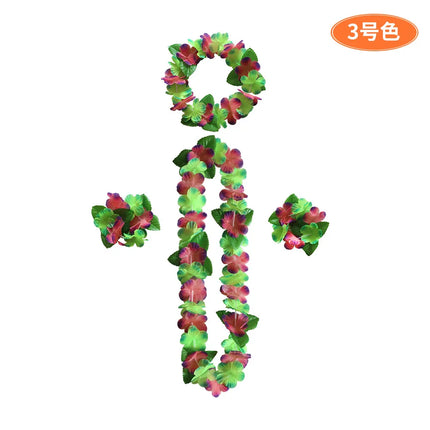 4pcs/lot Hawaiian Leis Garland Artificial Necklace Flowers Leis Party Supplies DIY Beach Fun wreath
