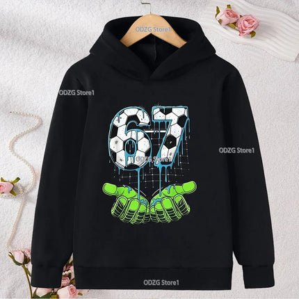 Autumn Winter Six Seven Cool Concise Print Kid Hoodies Fashion Boys Girls Long Sleeved Hooded Casual Warmer Children's Pullovers