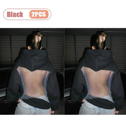 1/2PCS Fashionable Women’s Hoodie Solid Color Hollow Mesh Backless Sweatshirt for Fall and Winter Ideal Christmas Gift