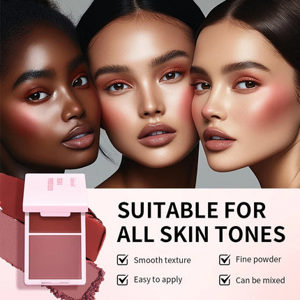 Creme & Powder Blush Duo Long Wearing Matte & Dewy Finish High Pigment Pink Candy Peach Blush Palette Vibrant Orange Red Blush