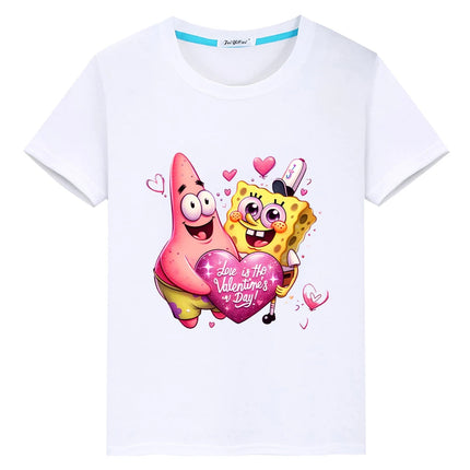 Anime Bear Print T-shirt for Kids Boy 10 Years Cute T-shirt Kawaii Tops Y2K One Piece 100% Cotton Cartoons Short Girls' Clothes