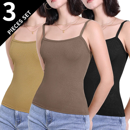 1/3 Piece Four Seasons Thin Solid Color Camisole for Young Women Plus Size Comfortable and Sexy T-shirt Shirt Casual