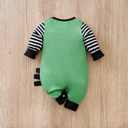Newborn baby spring and autumn leave 2 pieces braces, long-sleeved cartoon stripe zebra round neck soft and comfortable one-piec