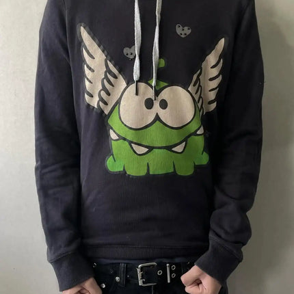 Harajuku Casual Cartoon Print Hoodies Men Grunge Streetwear Sweatshirt Tops Goth Y2k Oversized Hoodie Tracksuit Men Clothing