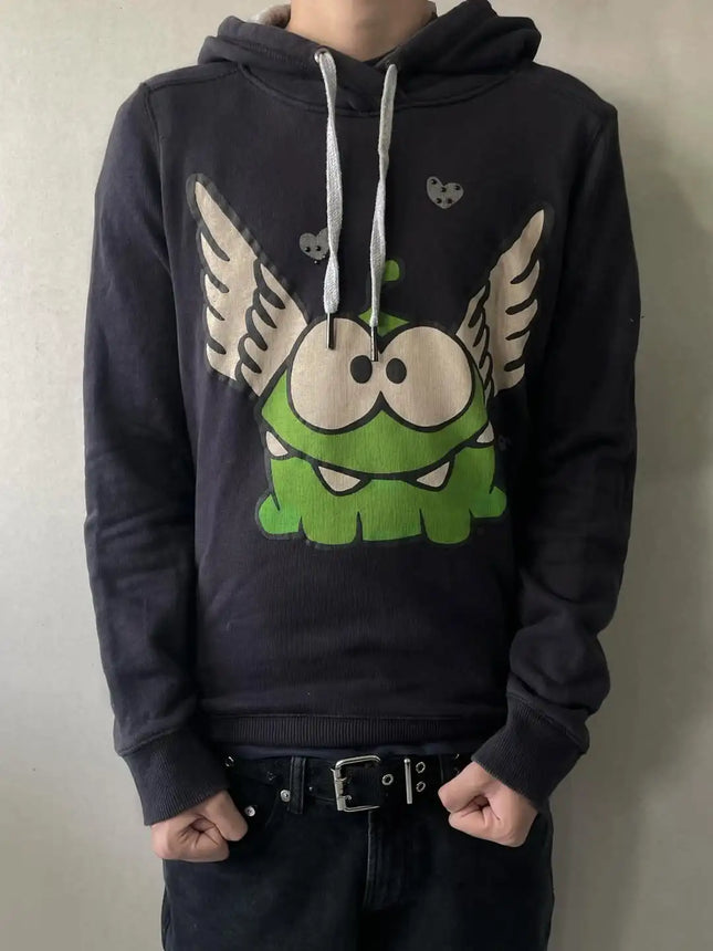 Harajuku Casual Cartoon Print Hoodies Men Grunge Streetwear Sweatshirt Tops Goth Y2k Oversized Hoodie Tracksuit Men Clothing