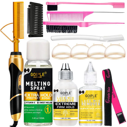 Electric Hot Heating Comb Curling Iron Pressing Comb for Wig Fast Heating Straightening Brush Hair Wax Stick Styling Tool Set