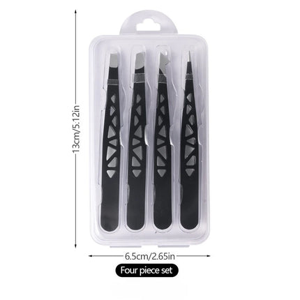4pcs Precision Eyebrow Tweezers Set - Stainless Steel Tools for Brow Shaping, Beard Plucking & False Lash Application Eyebrow Gr