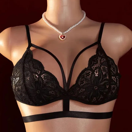 Sexy Lingerie Open Bra Set Transparent Lace  Deep V Open Bra And Panty Sets Erotic Costumes Women Sleepwear Plus Size Underwear