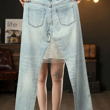 Summer thin 2025 new jeans men's slim fit small foot trendy brand fashionable light luxury elastic denim casual long pants
