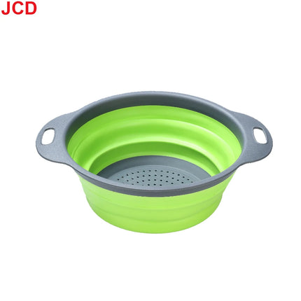 JCD 1pcs Fruit Vegetable Washing Basket Foldable Strainer Silicone Colander Dish Collapsible Drainer Filter Kitchen Storage Tool