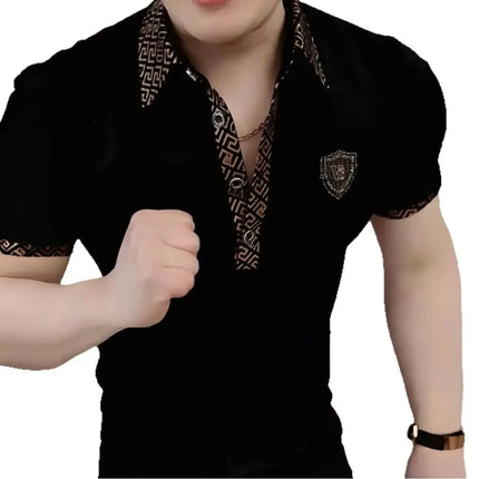 Summer Fashion Short Sleeve Polo Shirt Men's Slim Fit Business Casual Versatile Turn-down Collar Top Quality Material