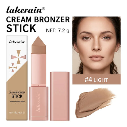 Lakerain Bronzer Cream Stick 3D Makeup Effect Improve Fine Lines Brightening & Grooming 2 IN 1 Bronzer Cream for All Skin Types