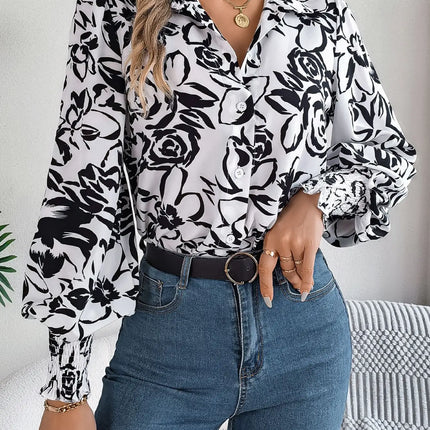 VigoCasey 2025 Female Elegant Single Breasted Shirt Women Casual Long Sleeve Top Spring Autumn Office Lady Print Tops Clothes