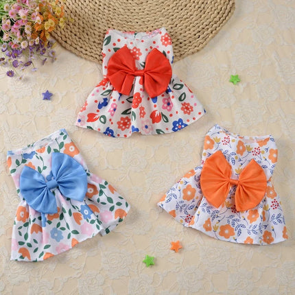 Spring Dog Princess Dress Kitten Pet Skirt Cute Dog‘s Summer Dress Bow Lace for Small Medium Puppy Poodle Chihuahua