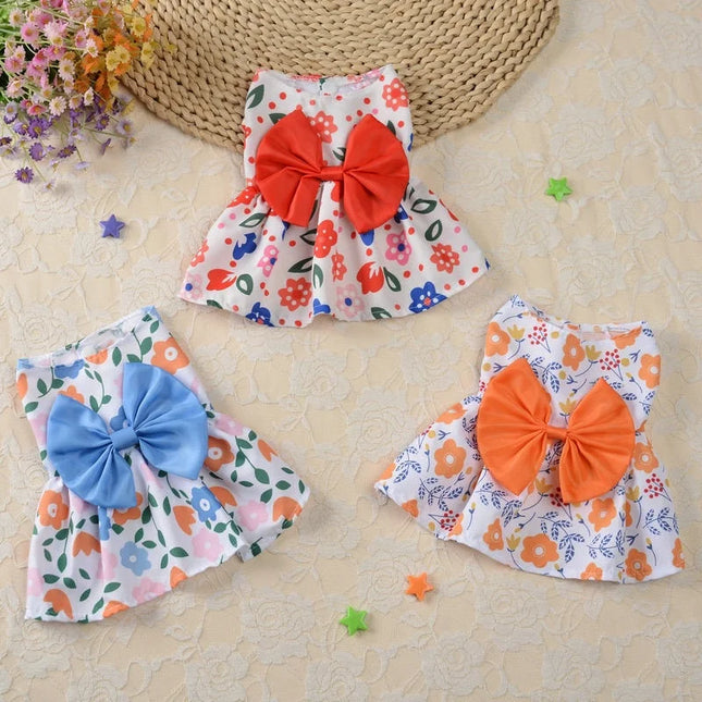 Spring Dog Princess Dress Kitten Pet Skirt Cute Dog‘s Summer Dress Bow Lace for Small Medium Puppy Poodle Chihuahua
