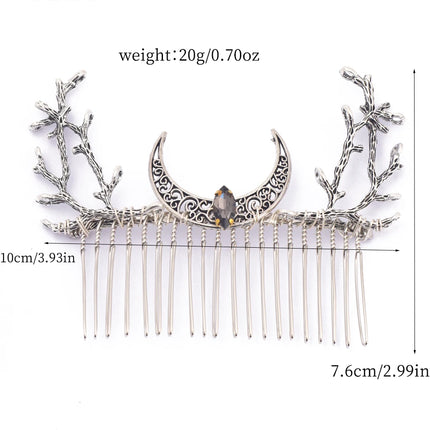 Witch Fairy Crystal Crescent Moon Twigs Branch Amethyst Haircomb Forest Woodland Hairclip Hairpin Faerie Hair Jewlery for women
