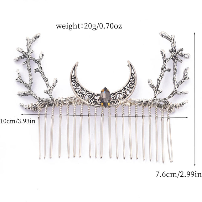 Witch Fairy Crystal Crescent Moon Twigs Branch Amethyst Haircomb Forest Woodland Hairclip Hairpin Faerie Hair Jewlery for women