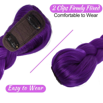 Rumi Purple Braids Cosplay Hair Extensions 26Inch Synthetic Braiding Hair Easy Clip in Ponytail for Cosplay Halloween Costume