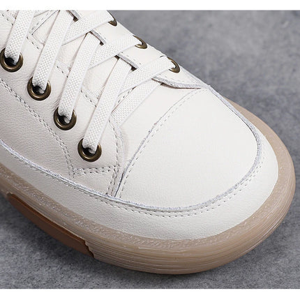 Genuine Leather Women Soft Sole Walking Shoes Girl Student Jogging Sneaker White Black Flats Female Casual Skate Trainers Summer