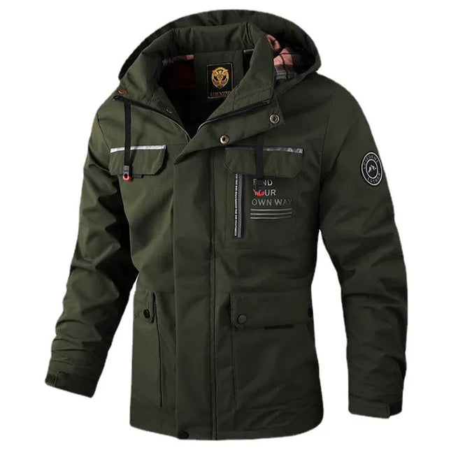 2024 New Text Decoration Pattern Men's casual jacket Parka autumn and winter hooded jacket men's coat solid outdoor fashion ﻿