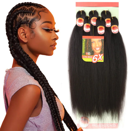 6X Braids 26 Inch Braiding Hair Pre Stretched Blonde Ombre Braiding Hair Synthetic Fake Hair Extensions for Braids Women