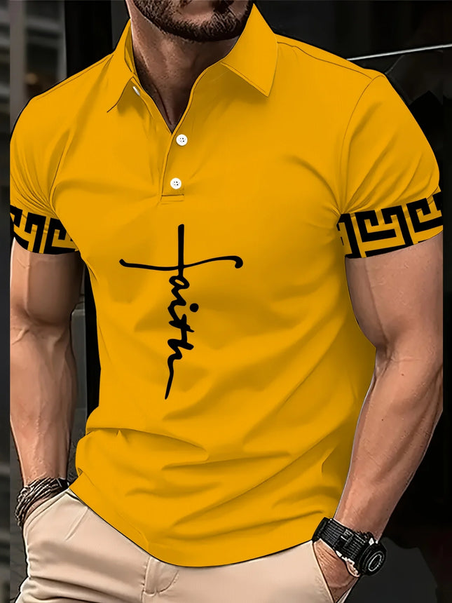 Men's Fashionable Street Short Sleeved 3D Printed Polo Shirt, A Street Fashion Polo Shirt with A Holiday Atmosphere
