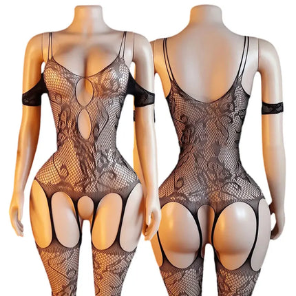 Crotchless body Stocking Toy Adult Restraint Underwear Fishnet Body Bondage Embroidered Pantyhose Sex Games Forwomen/men/couples