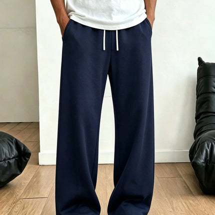 Men's casual wide-leg sweatpants loose fit drawstring waist straight leg suitable for everyday wear and street style