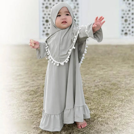 Little Girls Crop Top Girl Muslim Dress With Hijab For Newborn Infant Baby Girls Prayer Dress Muslim Little Girl Clothes Size 6